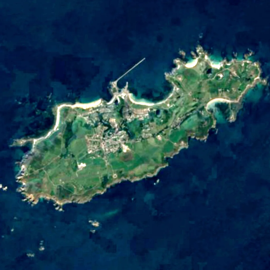 Alderney seen from above (Sentinel-2)