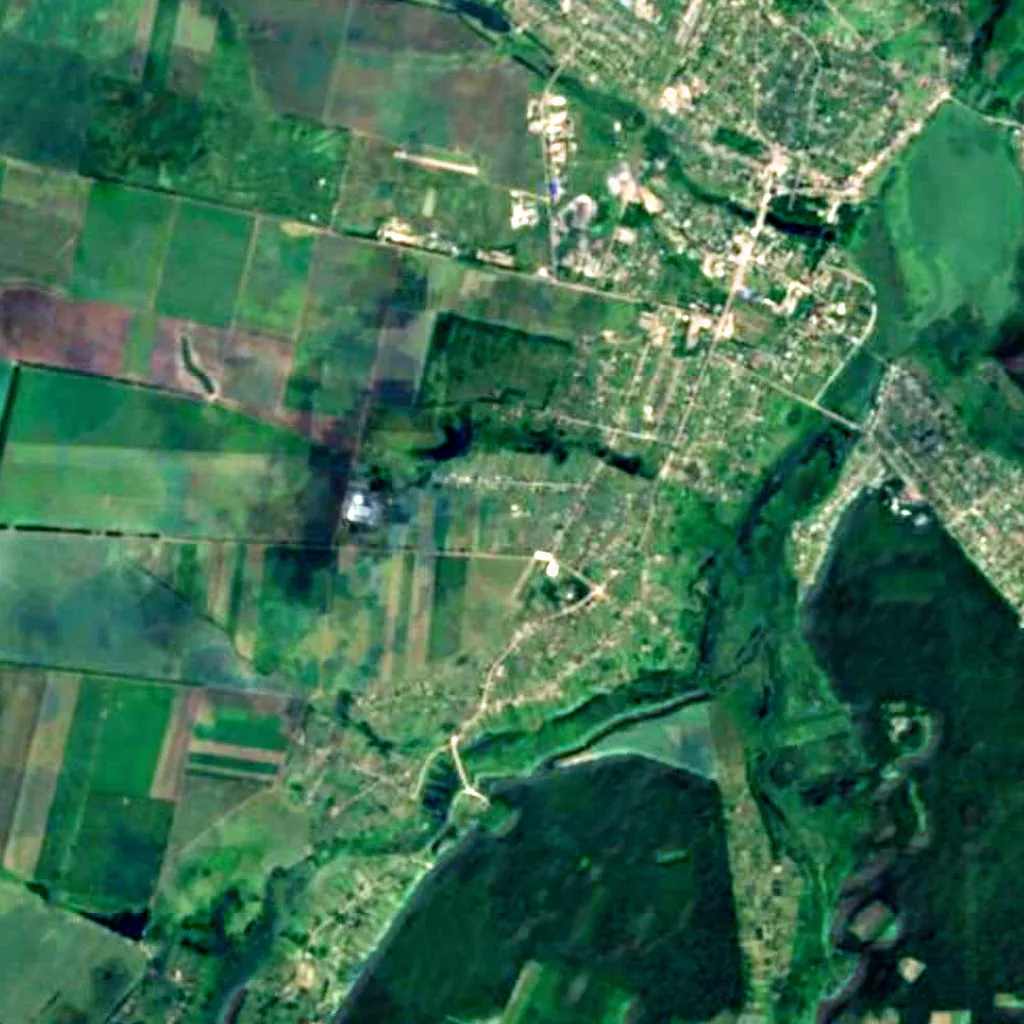Andrushivka Astronomical Observatory seen from above (Sentinel-2)