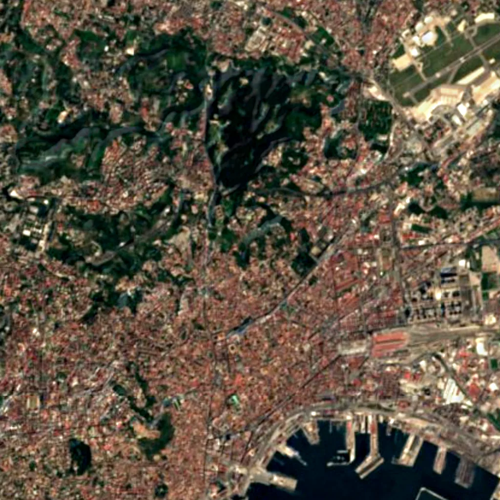 Astronomical Observatory of Capodimonte seen from above (Sentinel-2)