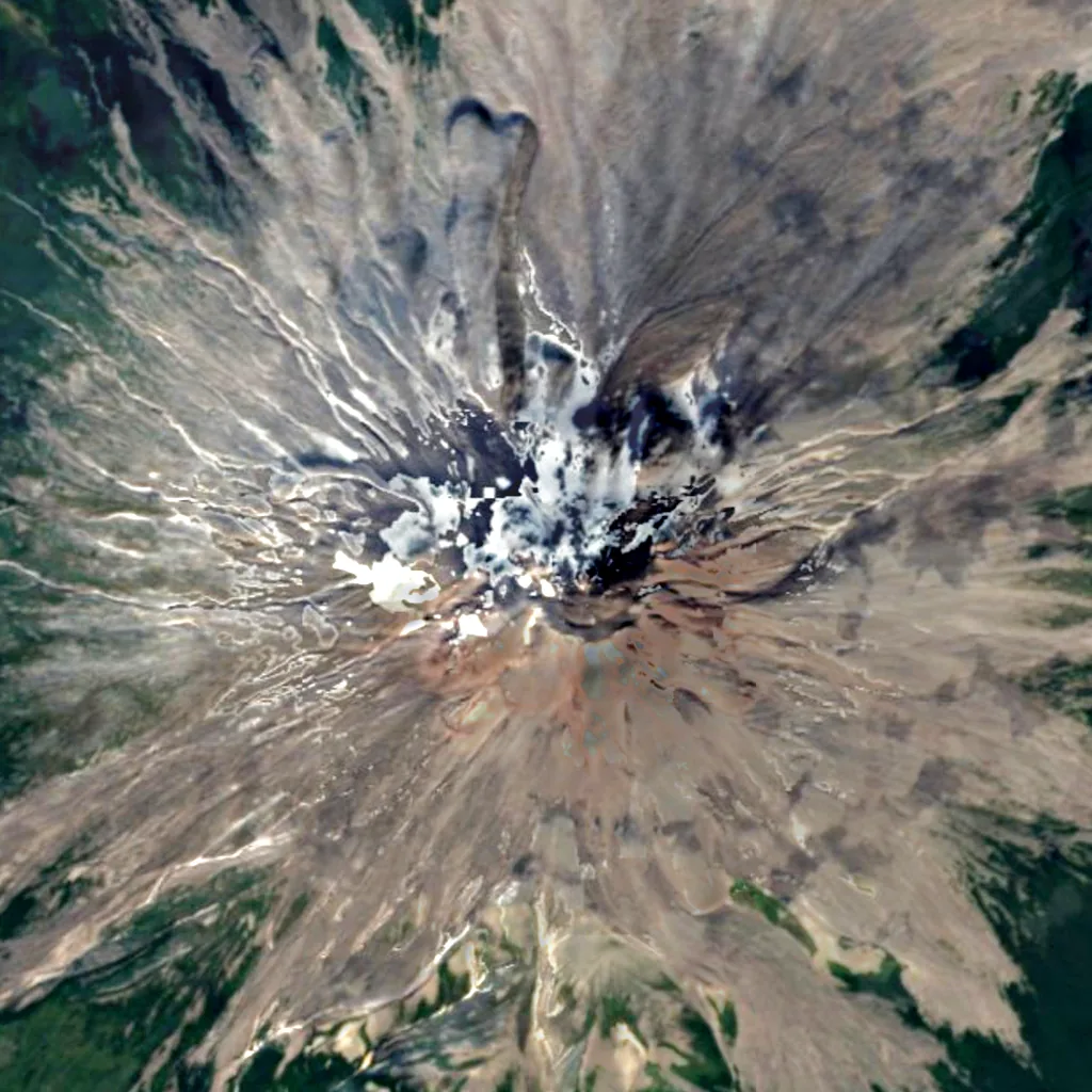 Augustine Volcano seen from above (Sentinel-2)