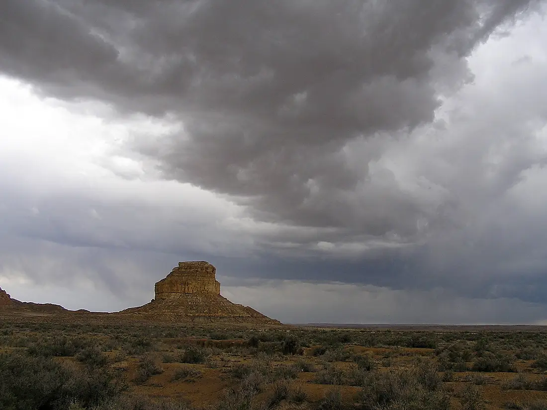 Chaco Canyon Fajada Butte summer stormclouds