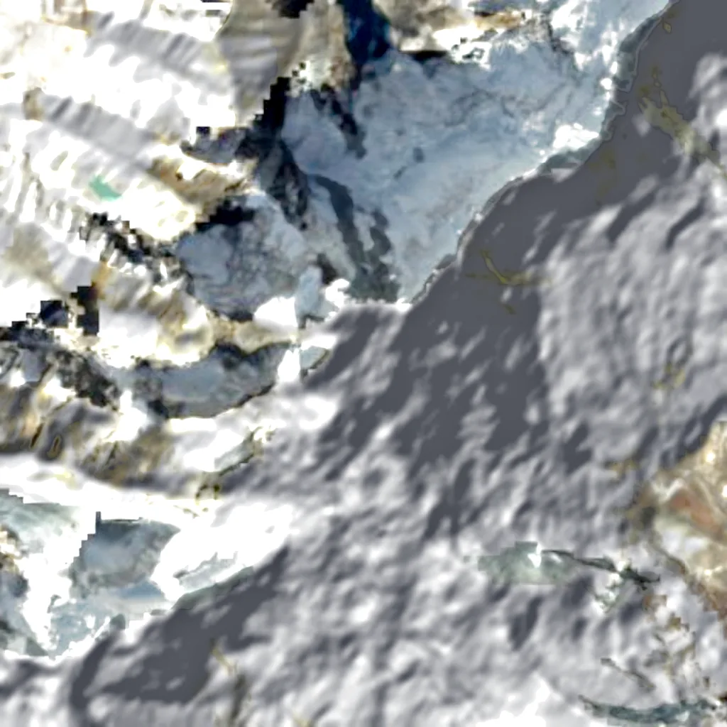 Chomolhari seen from above (Sentinel-2)