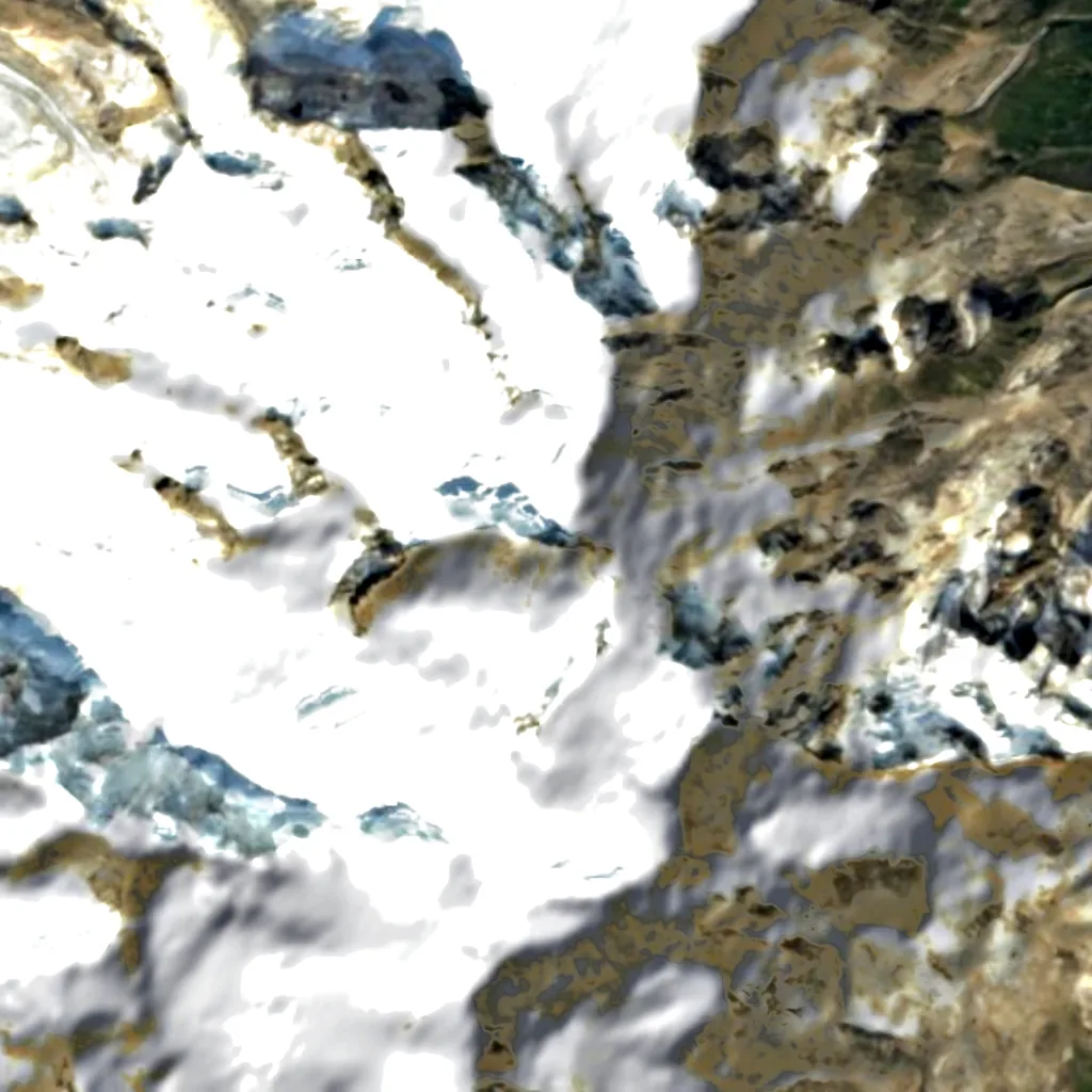 Dufourspitze seen from above (Sentinel-2)