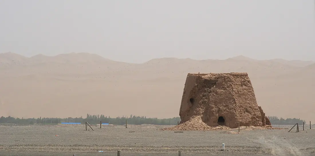 Dunhuang.earth tower in desert