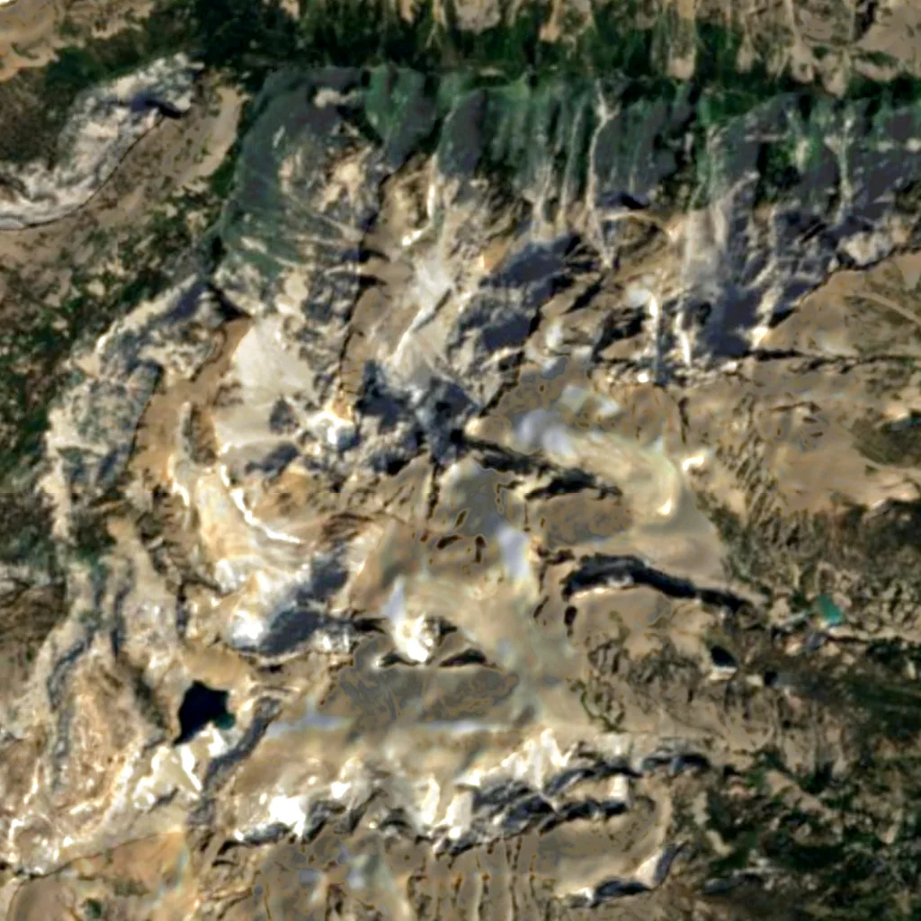 Grand Teton seen from above (Sentinel-2)