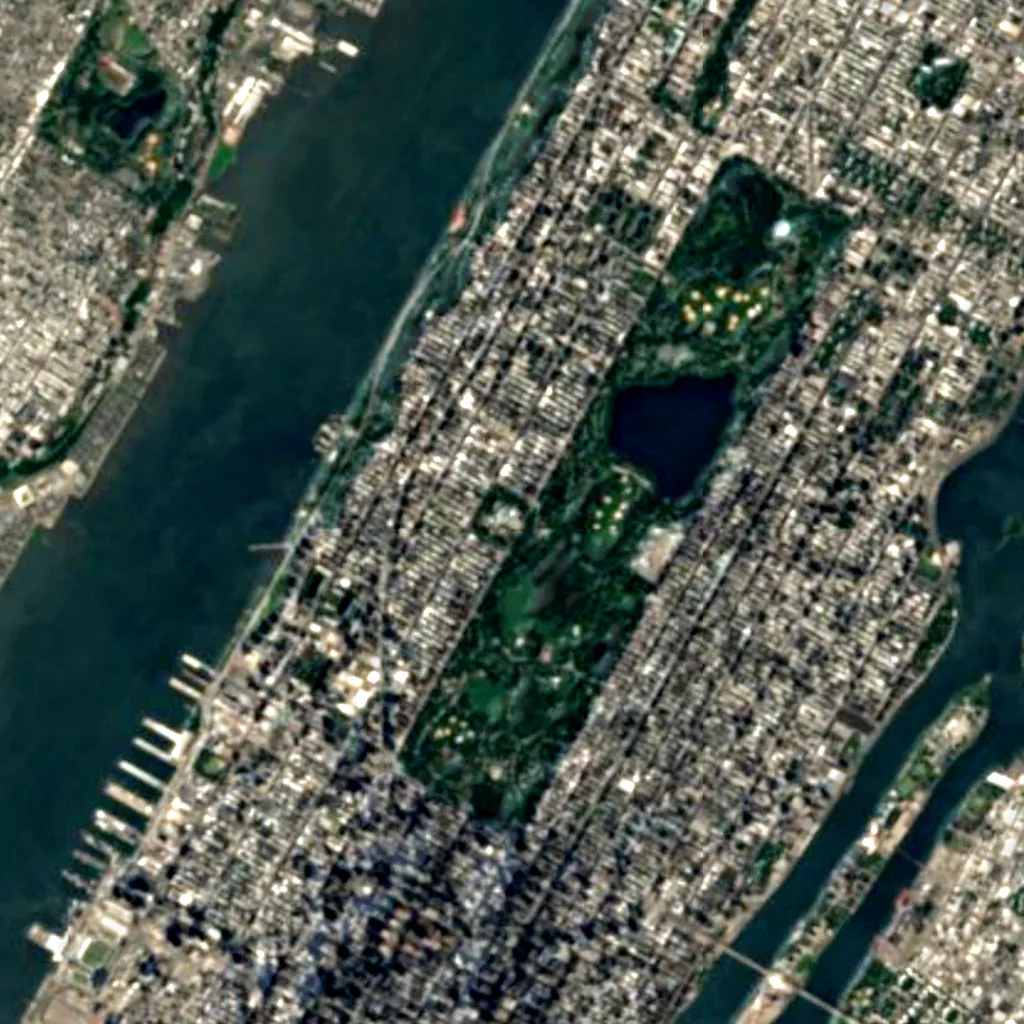 Hayden Planetarium seen from above (Sentinel-2)