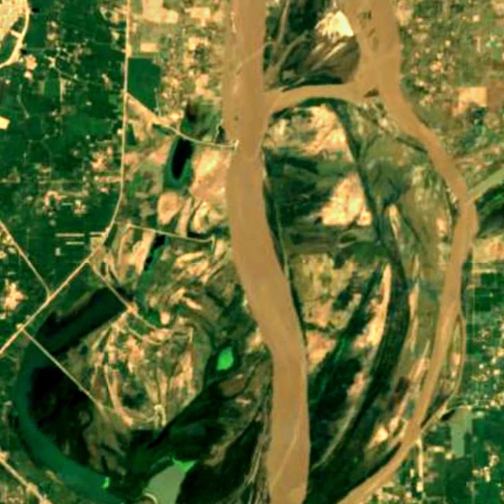 Indus Valley desert seen from above (Sentinel-2)