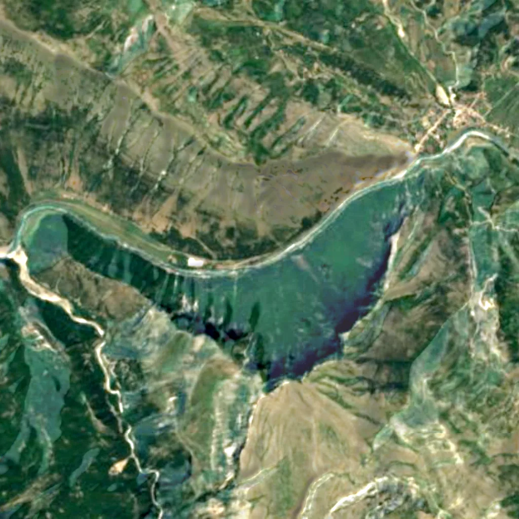 Këlcyrë Gorge seen from above (Sentinel-2)