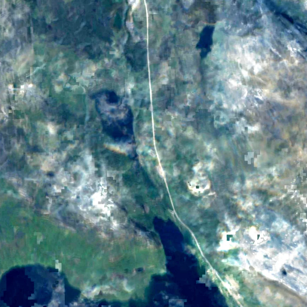 Kilpisjärvi Atmospheric Imaging Receiver Array seen from above (Sentinel-2)