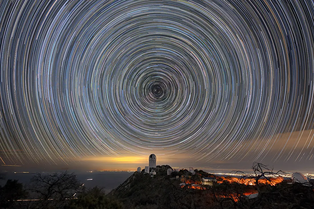 Kitt Peak National Observatory Beneath Star Trails (noirlab2512ae)