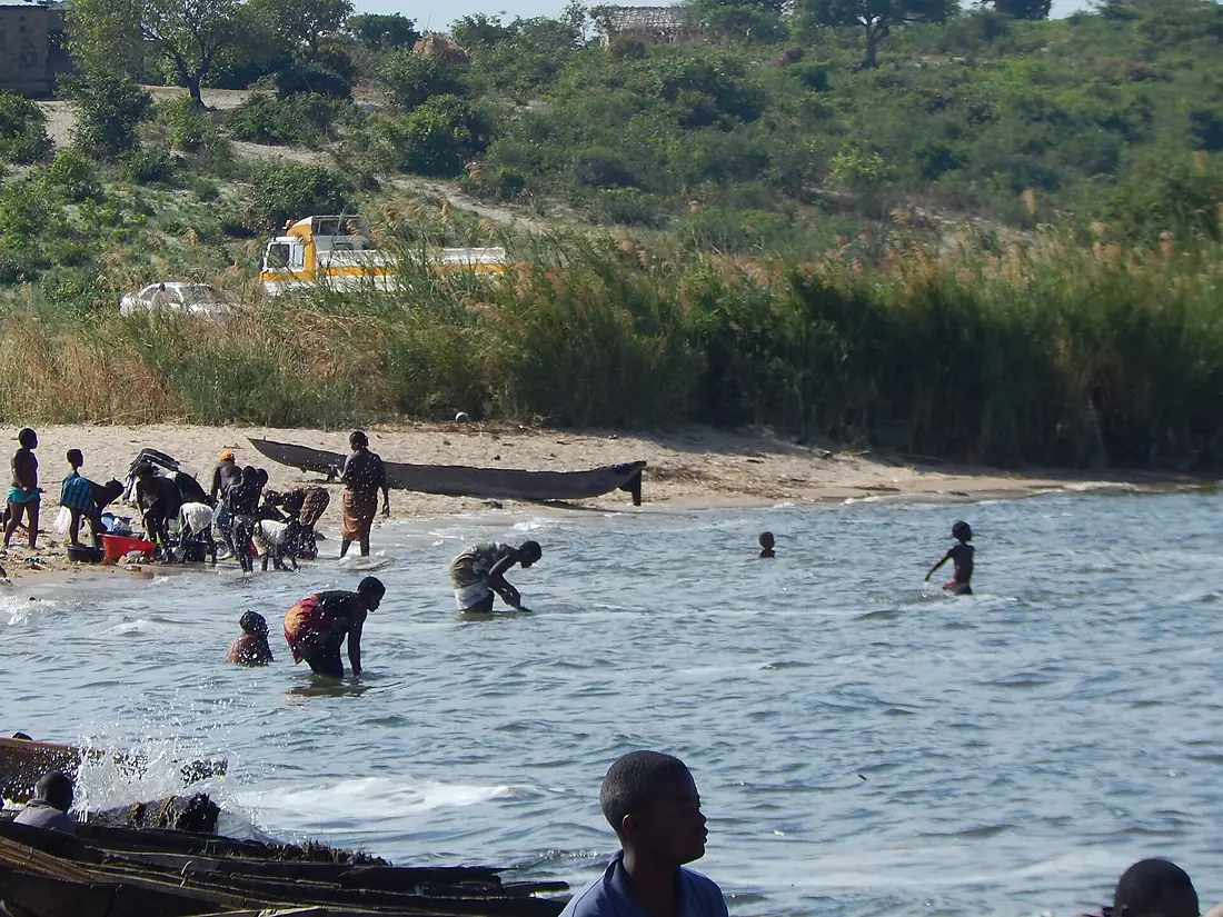 Local people on Lake Bangweulu
