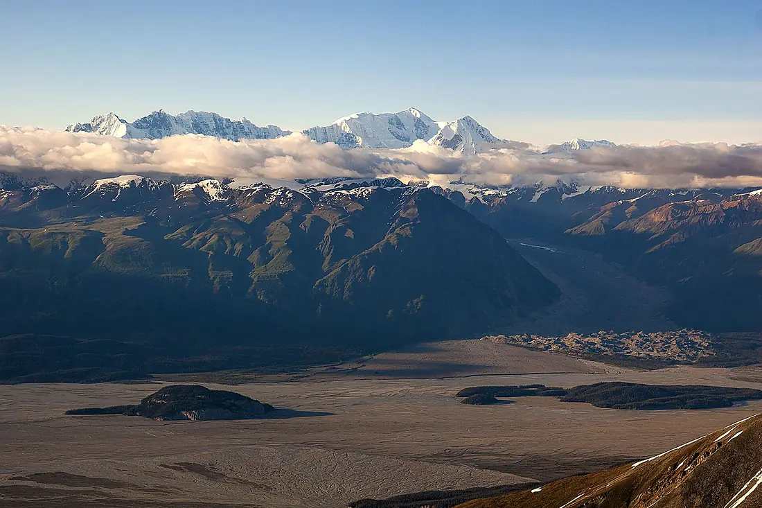 Chitina River, Mt Bona & Hawkins Glacier