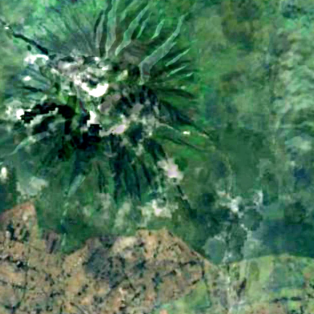 Mount Sabyinyo seen from above (Sentinel-2)