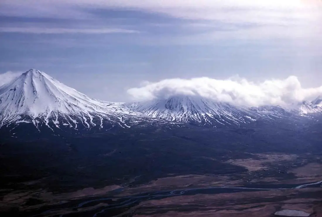 Shishaldin volcano at winter