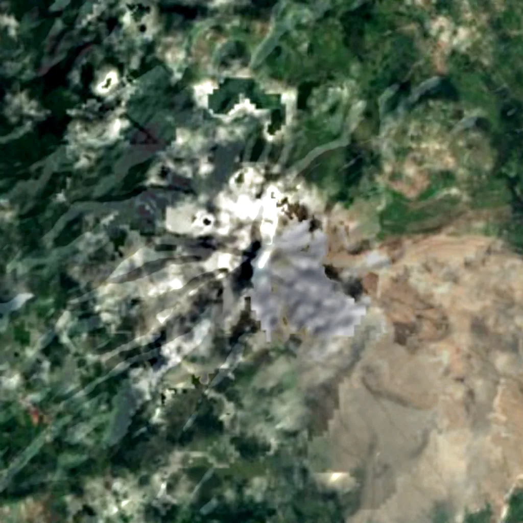 Mount Sinabung seen from above (Sentinel-2)