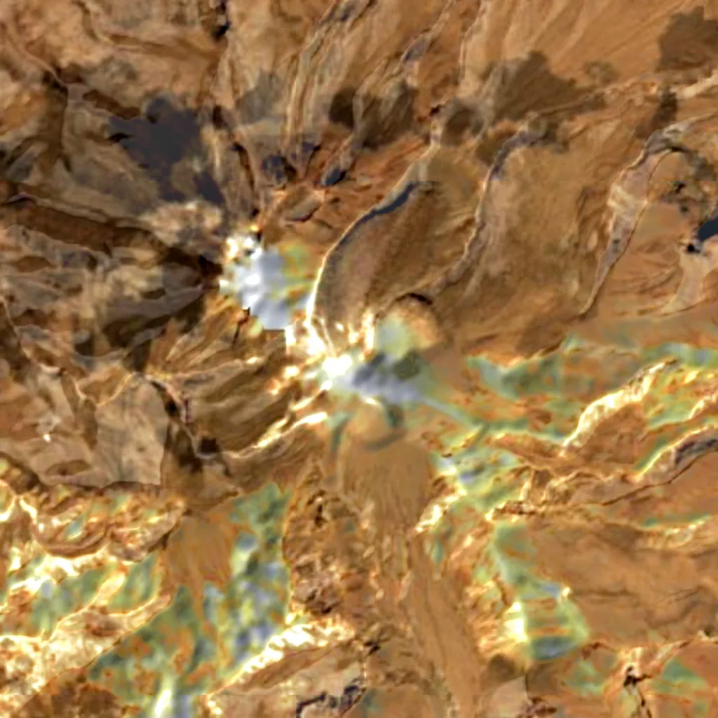 Mount Taftan seen from above (Sentinel-2)