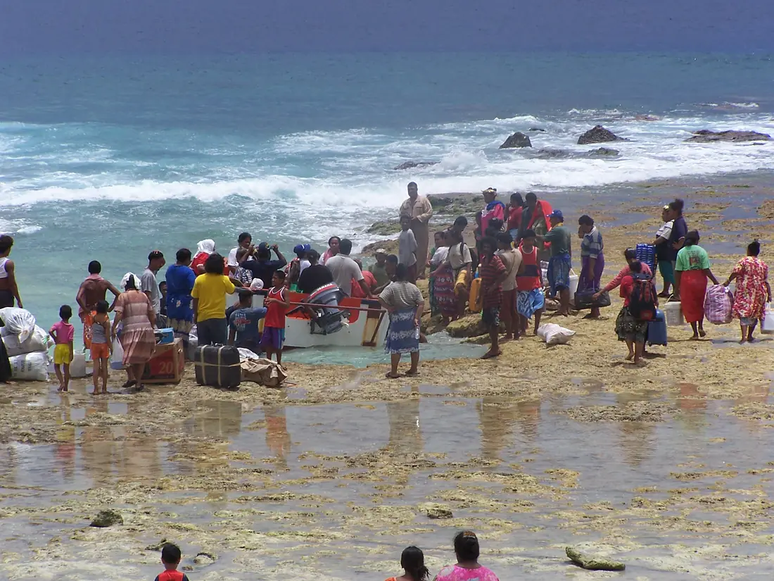 Cargo landing on Niutao Island, Tuvalu