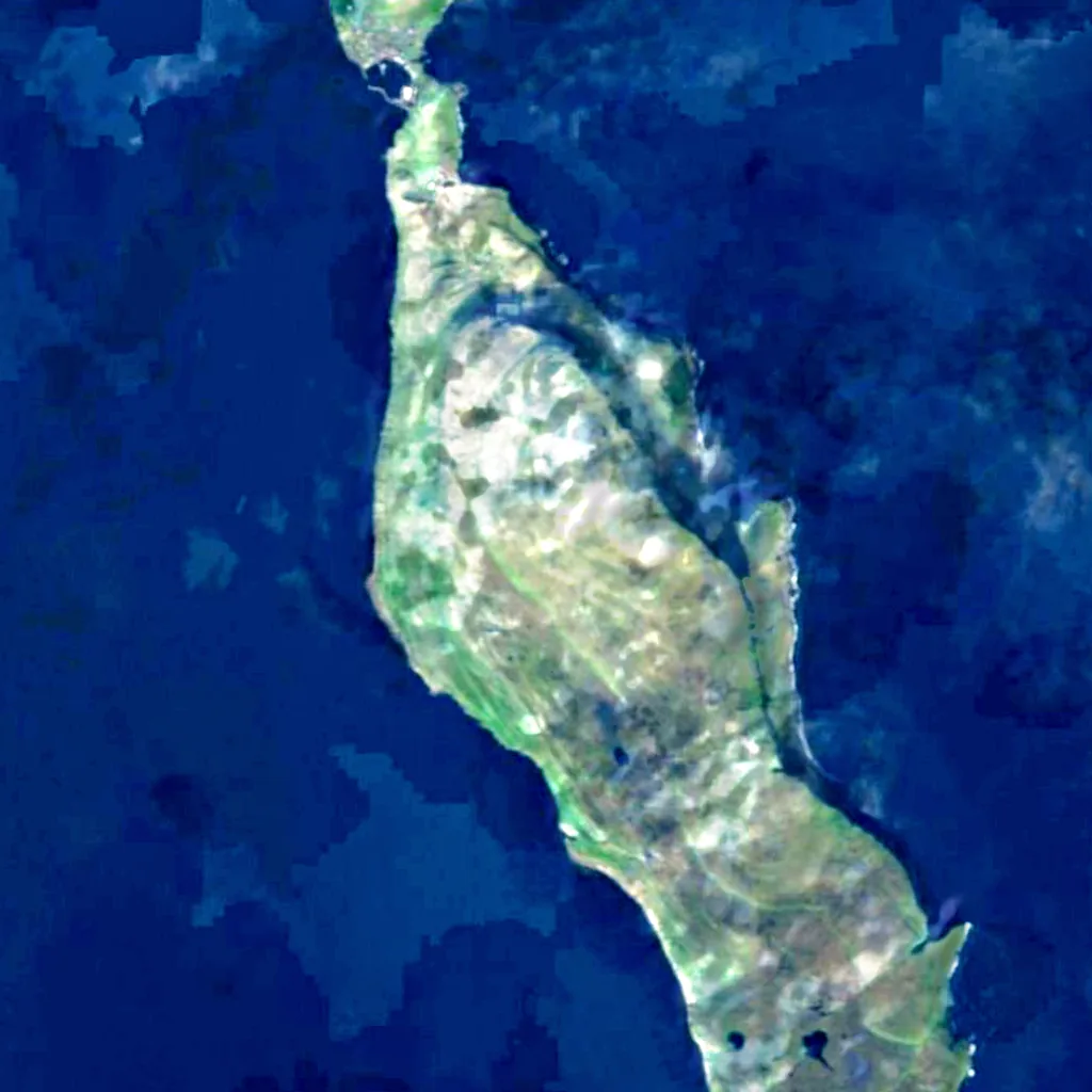Nólsoy seen from above (Sentinel-2)