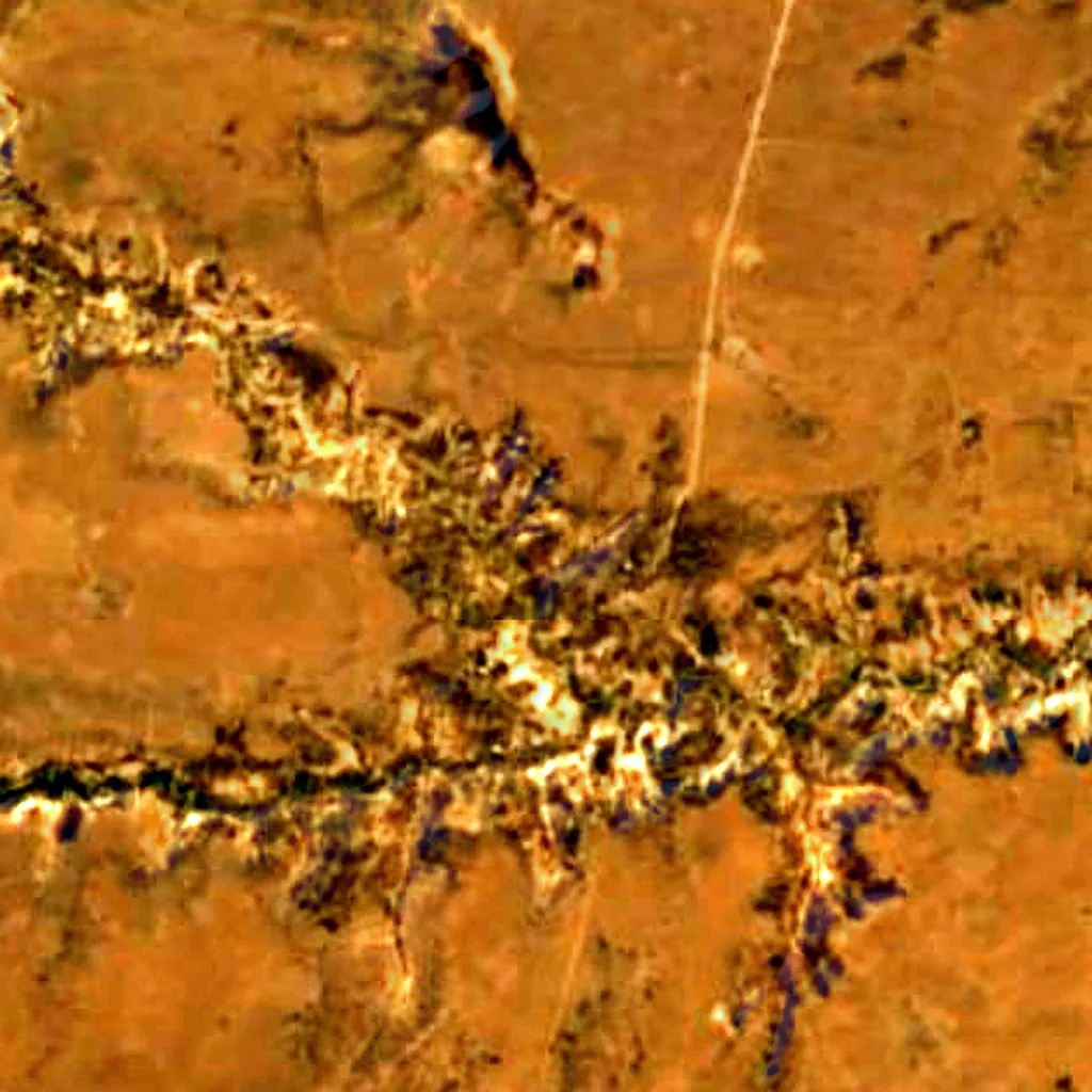 Olduvai Gorge seen from above (Sentinel-2)