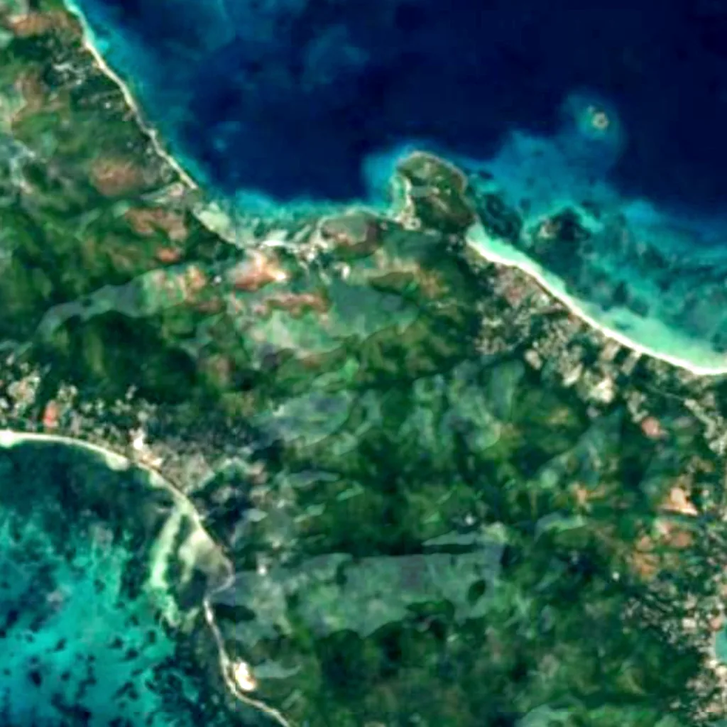 Praslin seen from above (Sentinel-2)