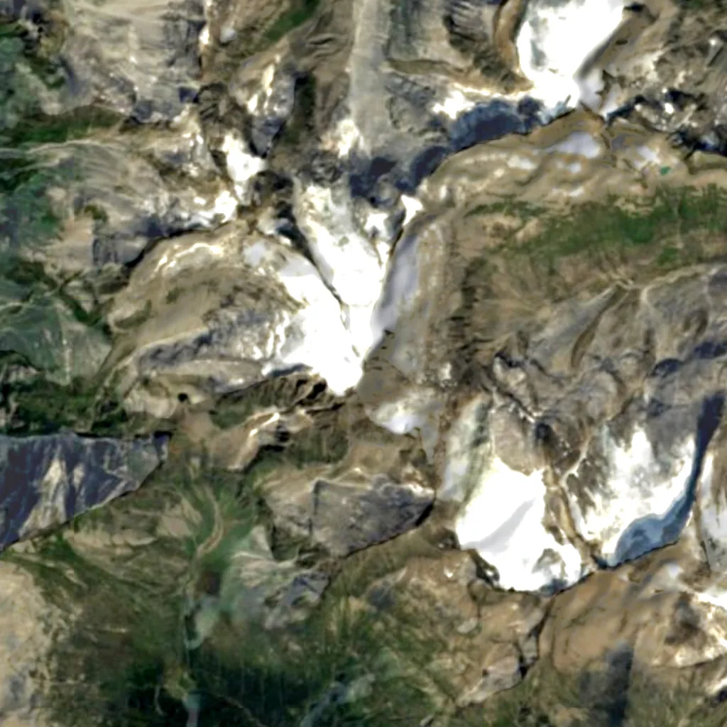 Rheinwaldhorn seen from above (Sentinel-2)