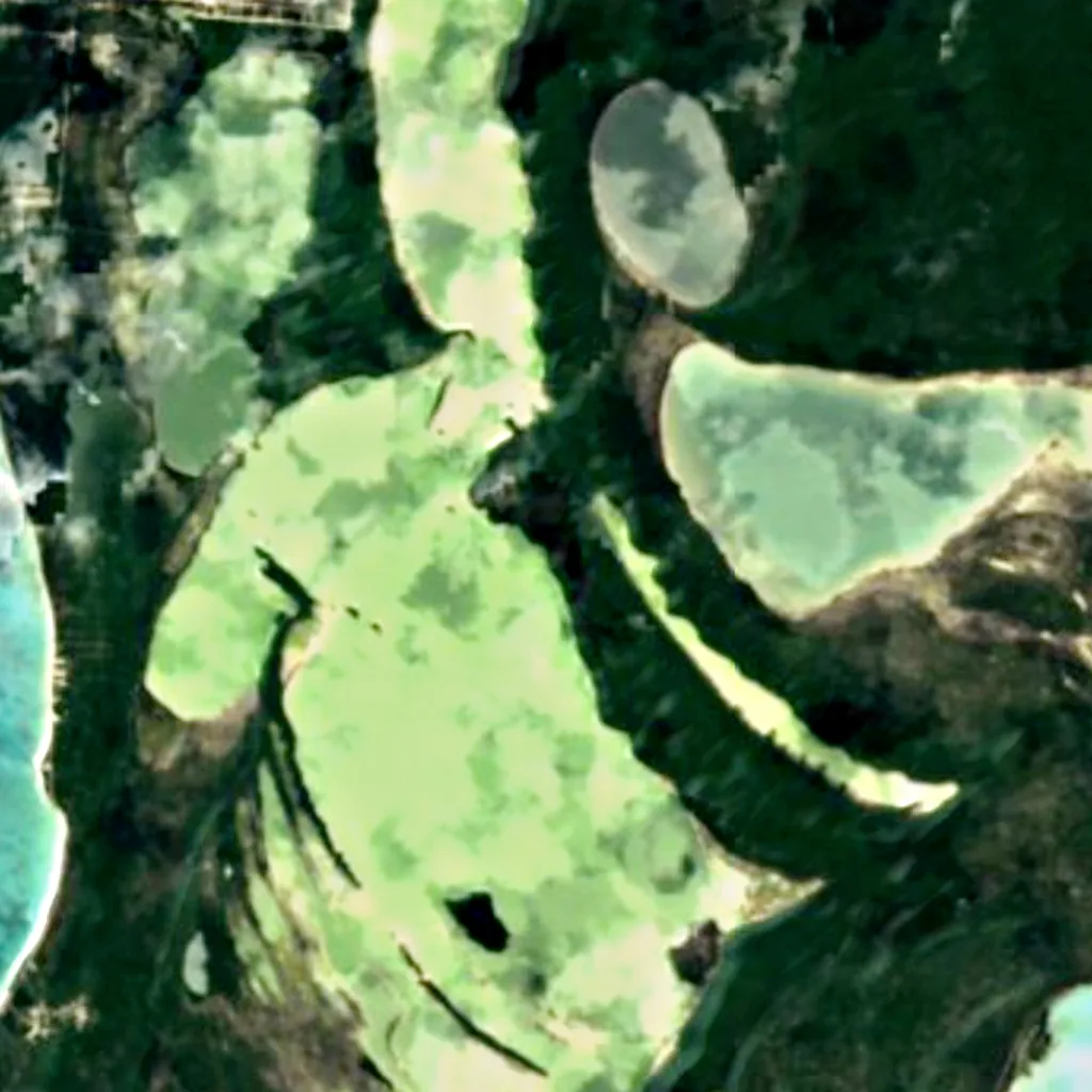 San Salvador Island seen from above (Sentinel-2)