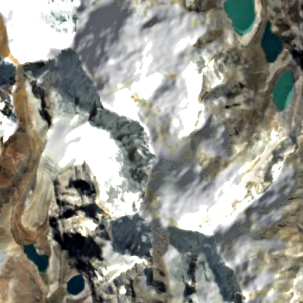 Siula Grande seen from above (Sentinel-2)