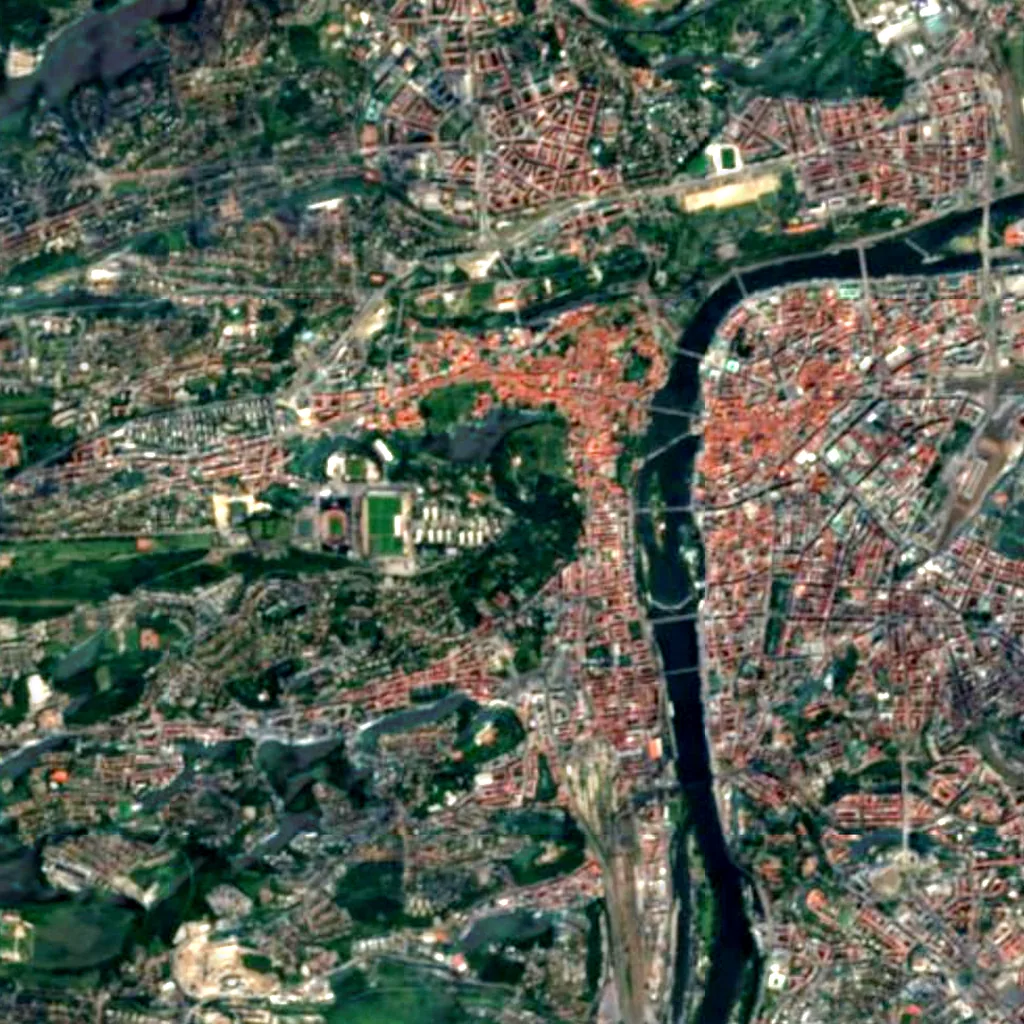 Štefánik's Observatory seen from above (Sentinel-2)