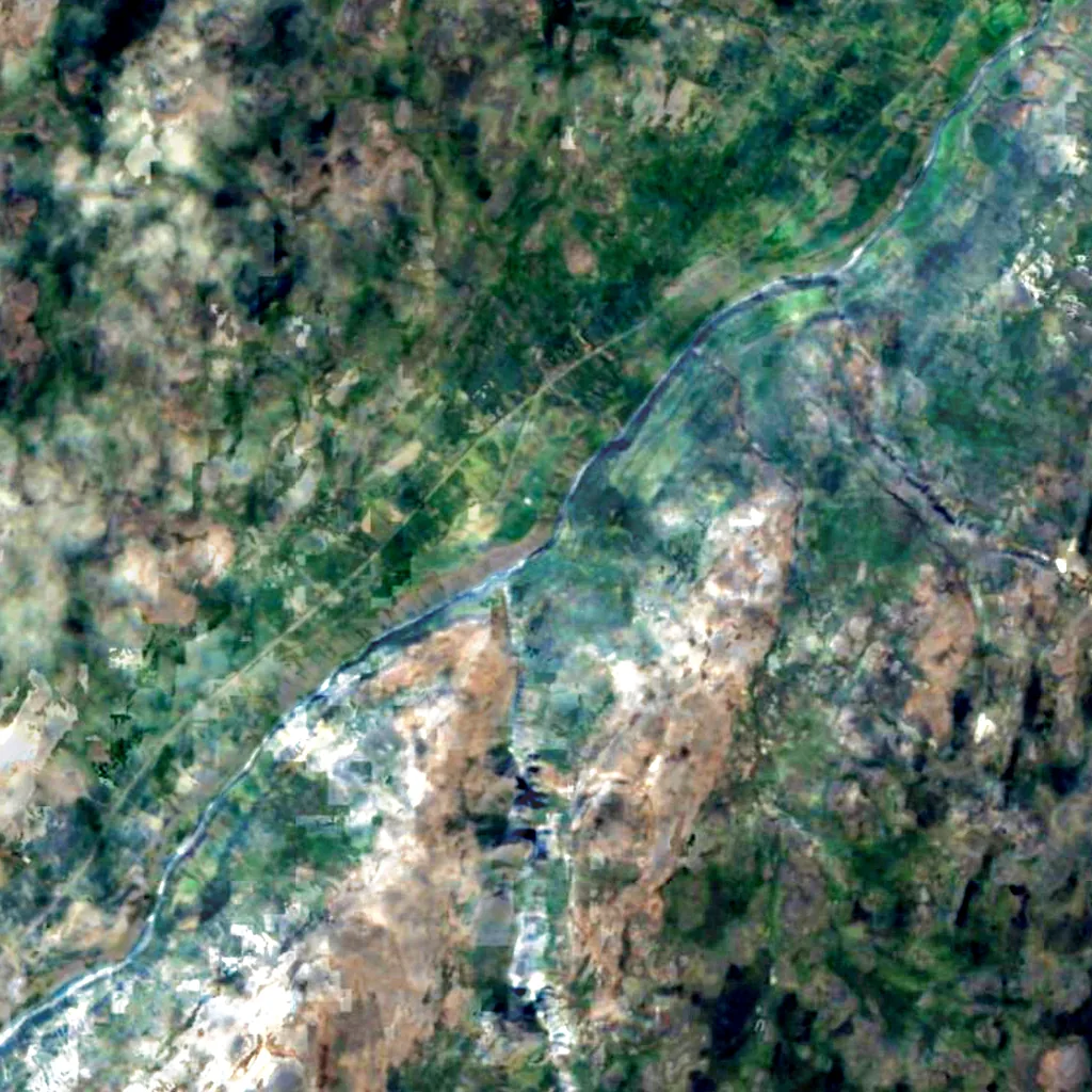 Stuðlagil seen from above (Sentinel-2)