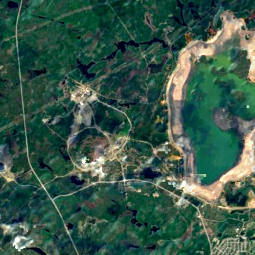 Sudbury Neutrino Observatory seen from above (Sentinel-2)