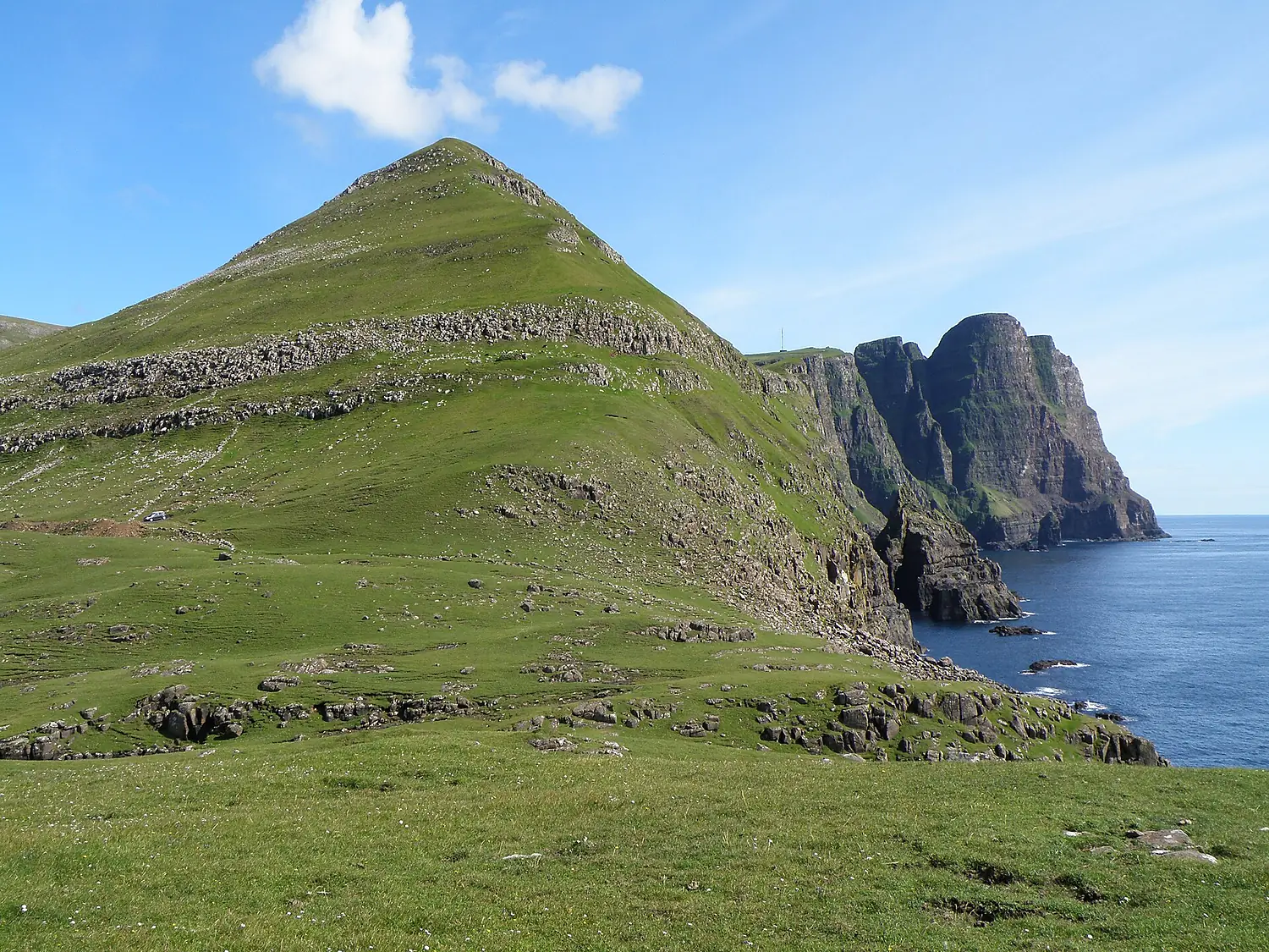 Lopranseiði and Kirvi a Mountain in Suðuroy and the Cliff Beinisvørð