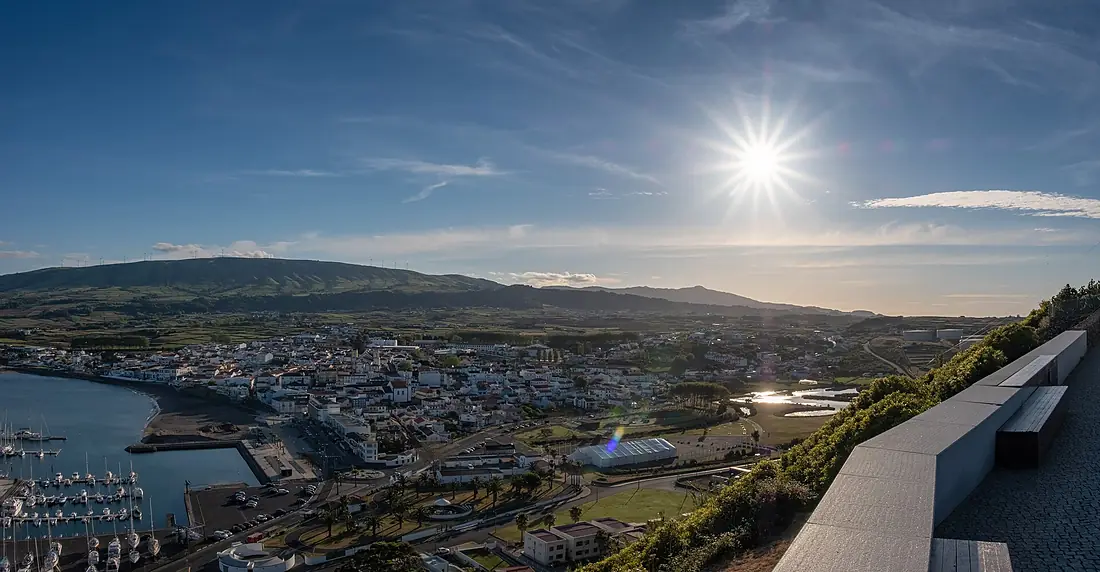 Panorama of the Praia da Vitória town, as seen from the Facho Viewpoint, Terceira Island, Azores (PPL2-Enhanced) julesvernex2