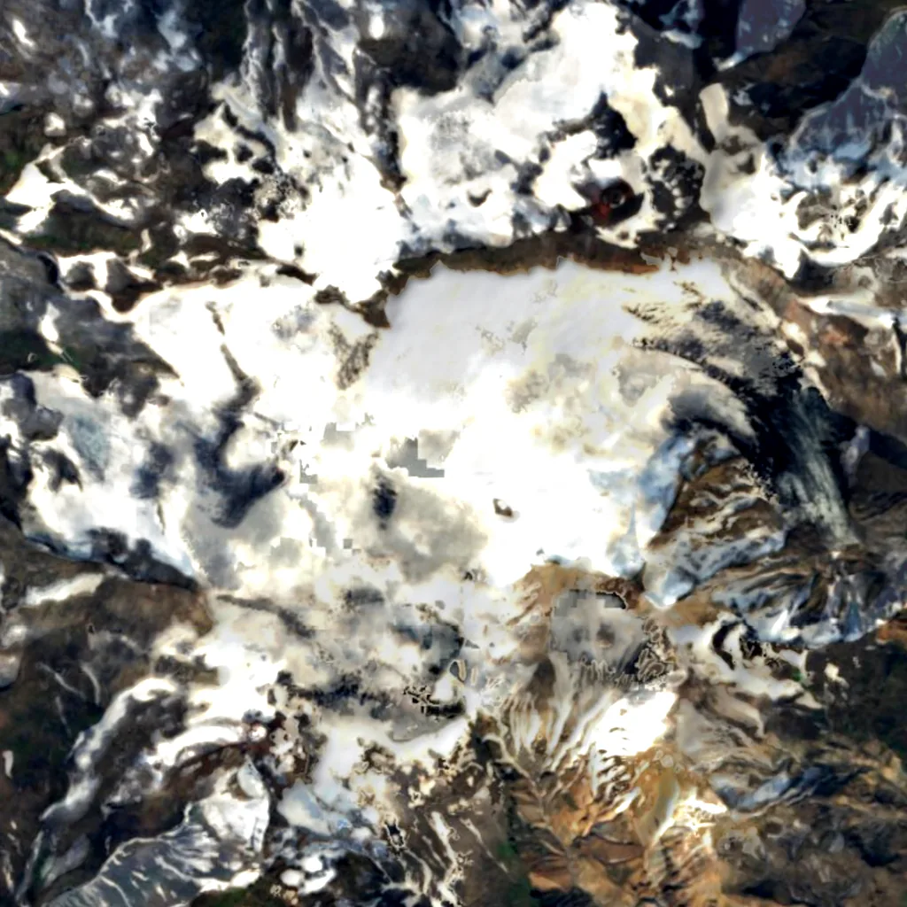 Tindfjallajökull seen from above (Sentinel-2)