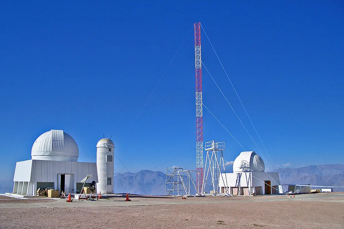 Microthermal tower, USNO and Columbia domes on Cerro Tololo (noao-04953)