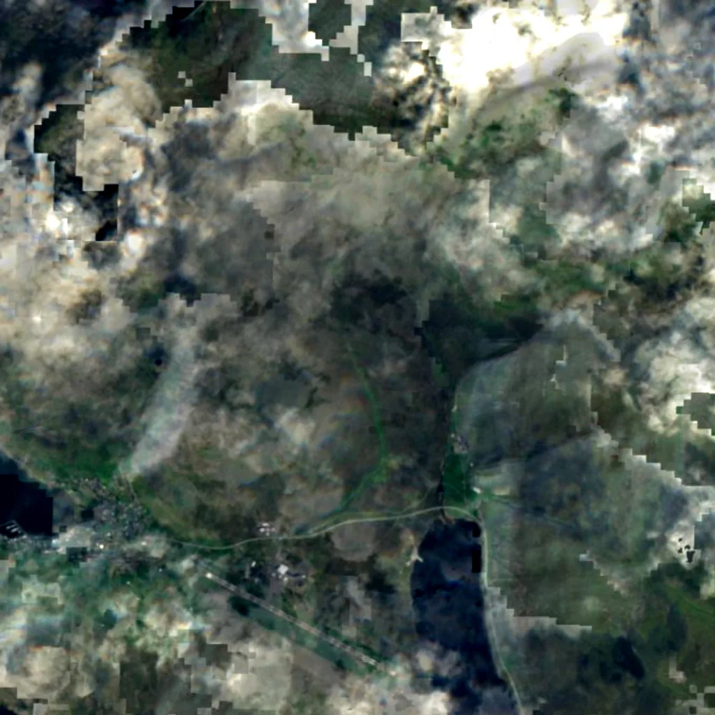 Vágar seen from above (Sentinel-2)